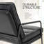 Chaise d'appoint moderne et classique en cuir avec dossier en métal durable et coussins de siège-1118634946
