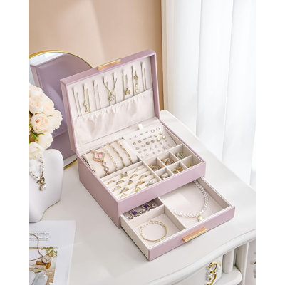 2-Layer Jewelry Box Organizer, Jewelry Storage Case Holder with Drawers, Holiday Gift for Women -Purple