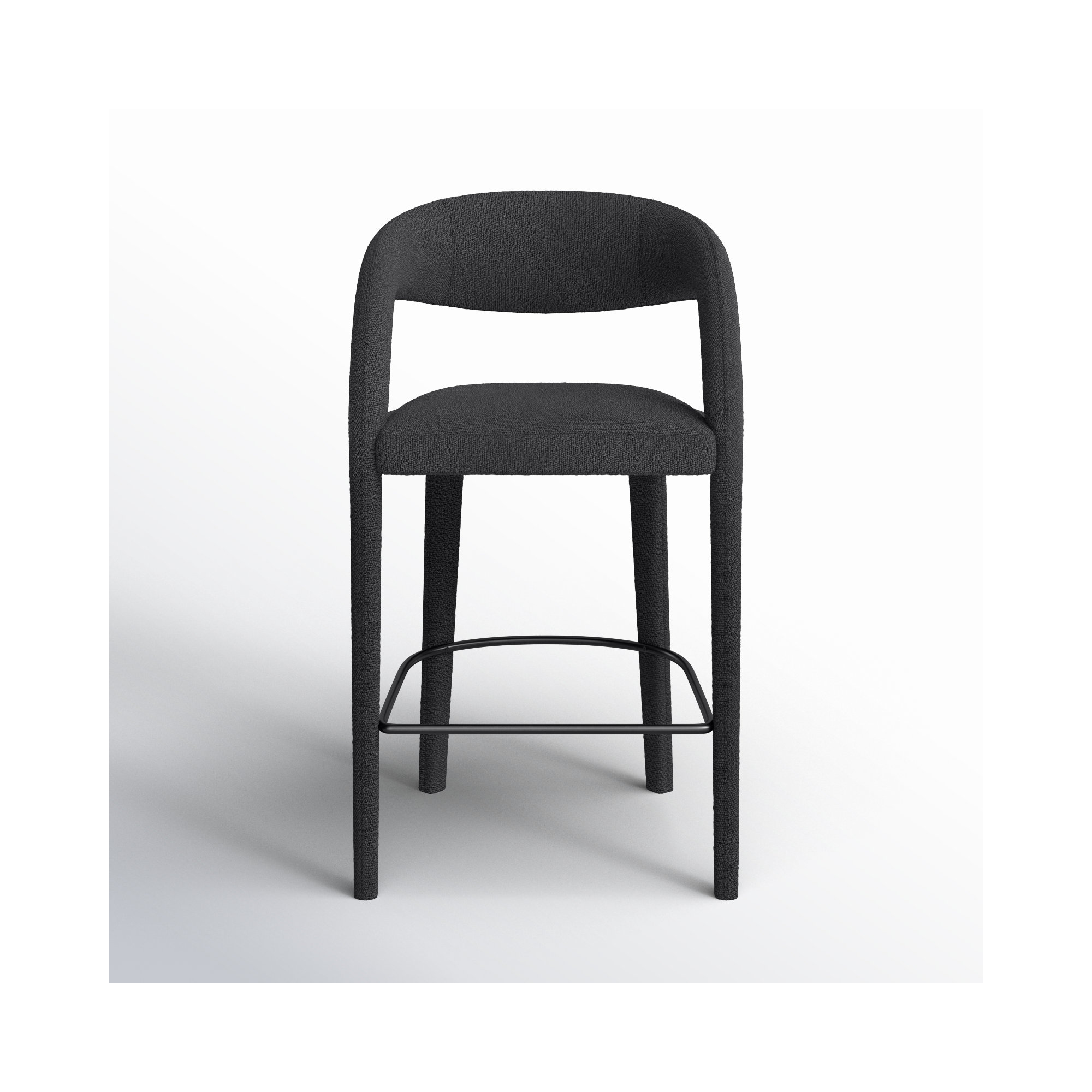 Geoffrey Counter & Bar Stool, Fiqa Charcoal Boucle/Polyester, Bar Stool (30.51" Seat Height)