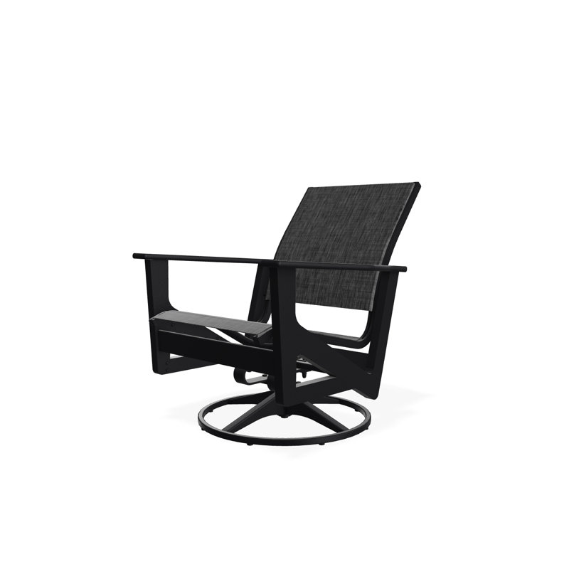 Wexler Swivel Outdoor Lounge Chair, Black, Augustine Shadow