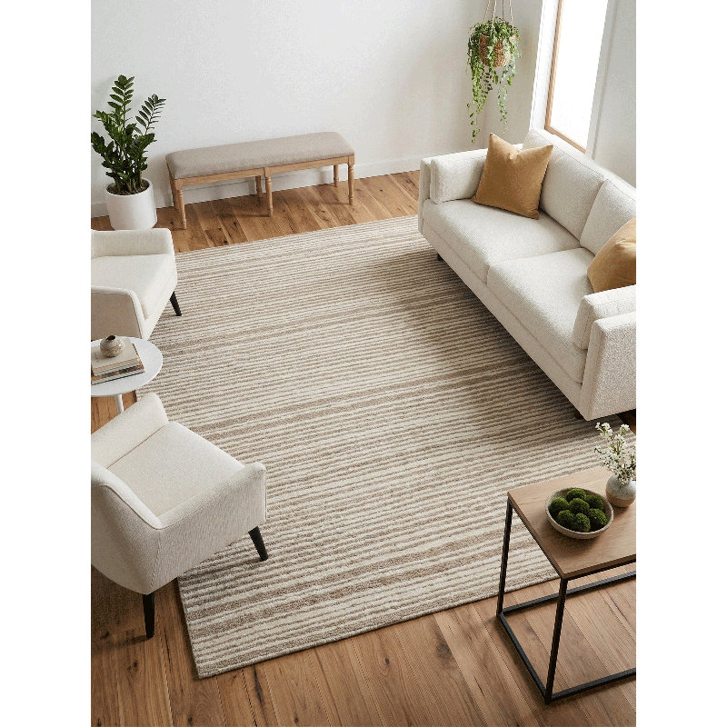 Akash Rectangle Area Rug in Beige/Light Brown, Rectangle 5' x 8'