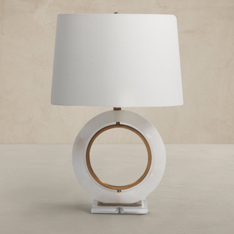Janelle 26.5" Antique Brass/White/Clear Table Lamp