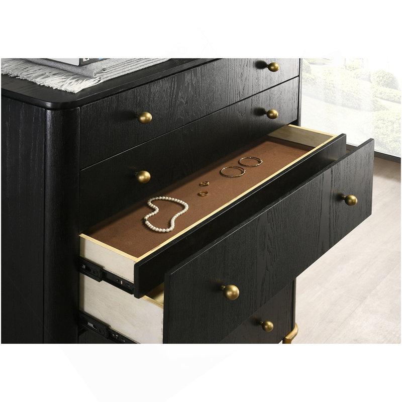 Anser Black 5-Drawer Chest, Black