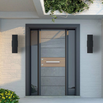 2-Light Black Modern Outdoor Wall Sconce