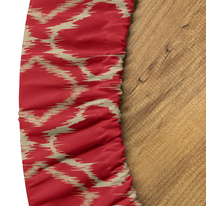 Ebern Designs Trellis Fitted Round Tablecloth Diameter Ruby Ecru, 47.24" Round