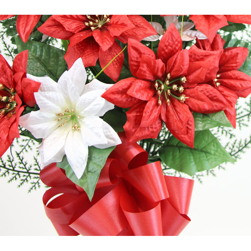 Poinsettia de Noël dans un vase, Rouge / blanc