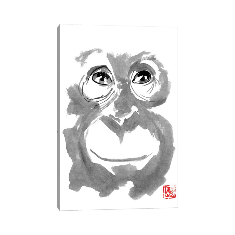 Young Orangutan by Péchane - Print on Canvas, 66.04 cm H x 45.72 cm W x 1.91 cm D, Wrapped Canvas