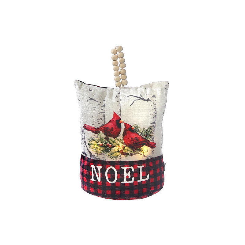 Noel Fabric Weighted Floor Stop with LED Lights