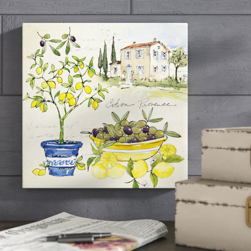 Impression d’art graphique sur toile, "citron IV" par Anne Tavoletti, H 12 po x l 12 po