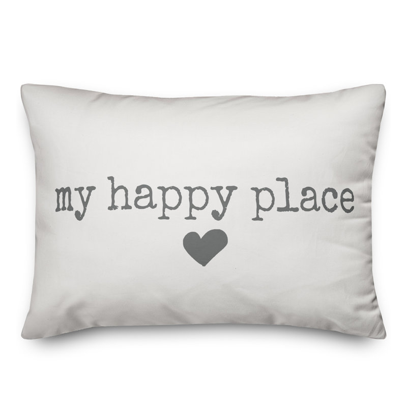  Housse et insert pour coussin rectangulaire My Happy Place, Blanc / Gris