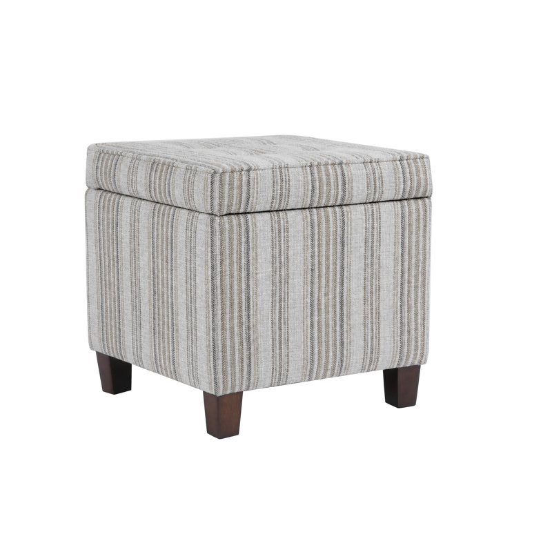Repose-pieds carré capitonné avec rangement - Rayures grises, Gray Striped