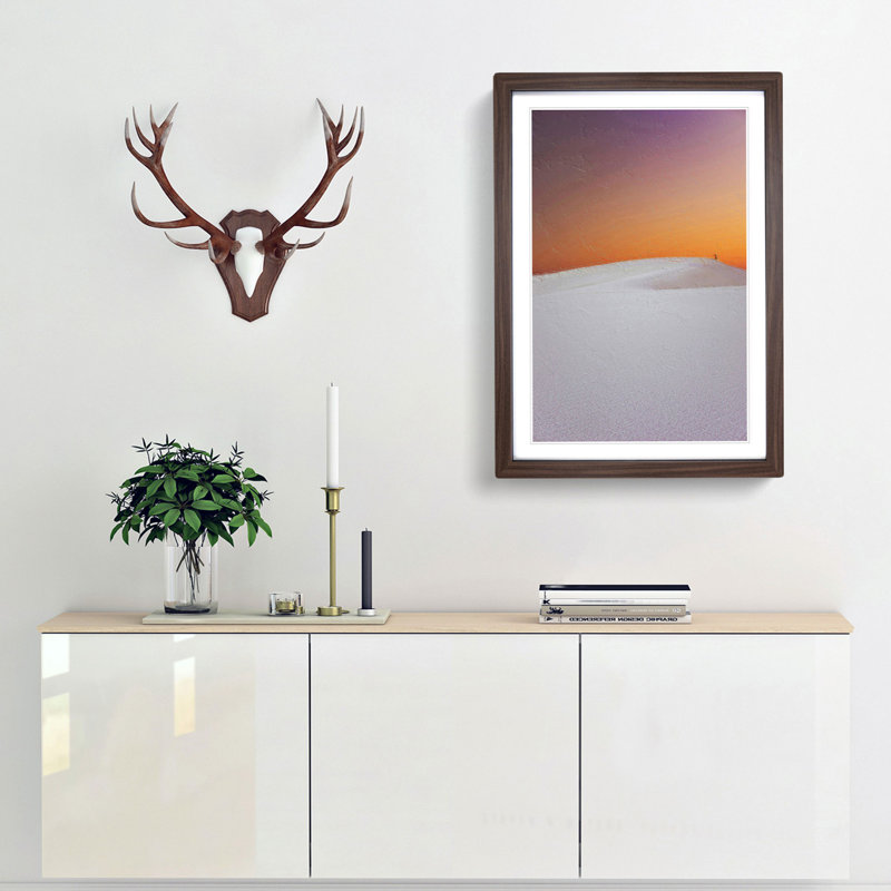 Alone In The Desert - Single Picture Frame Painting, 33cm H x 24cm W x 2cm D, Walnut Framed