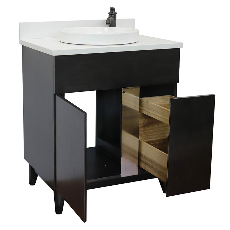 Ensemble de meuble-lavabo simple 31 po Galyon, Quartz blanc