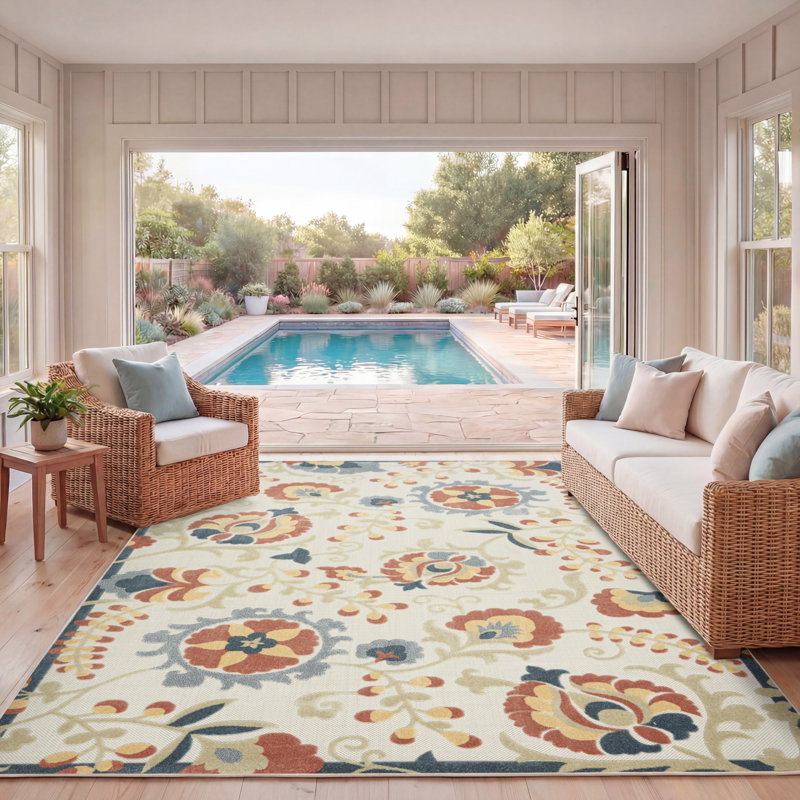Gregori Grey Multicolor Farmhouse Rug, Rectangle 7'10" x 10'6"
