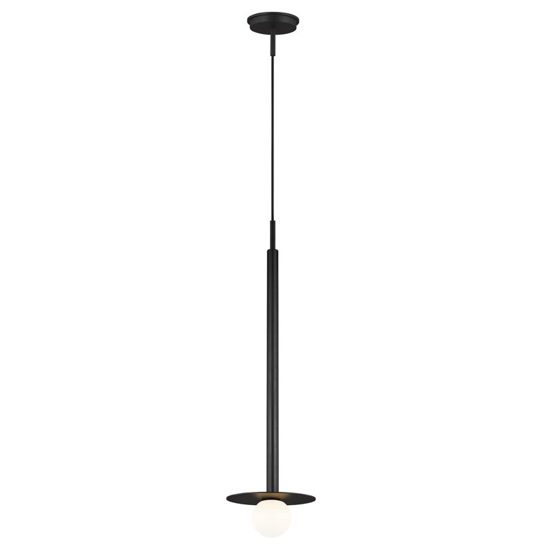 Allegra 1-Light Metal Pendant, Midnight Black, 30" H x 8" W x 8" D