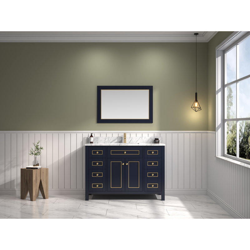 48'' Single Bathroom Vanity with Marble Top, Blue