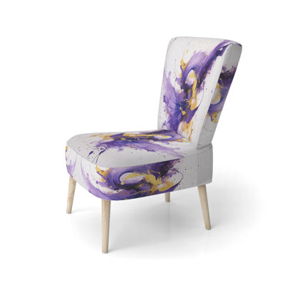Purple and Gold Splash - Upholstered Modern Pattern Side Chair, Purple Accent Chair