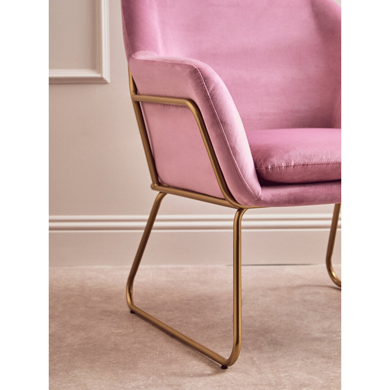 Velvet Club Chair, Red Velvet/Gold