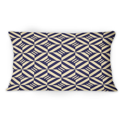 Coussin décoratif à motif géométrique rayé beige et noir