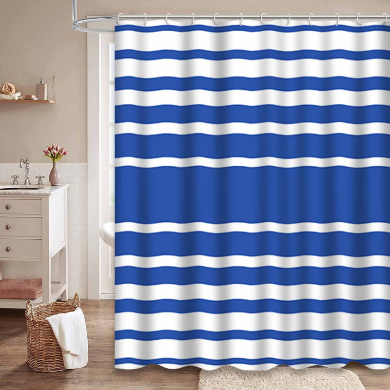 Rideau de douche Wavy Sailor Stripes, L 72 po x l 84 po