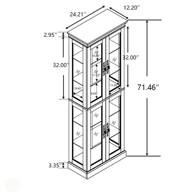 Lighted Glass Curio Display Cabinet