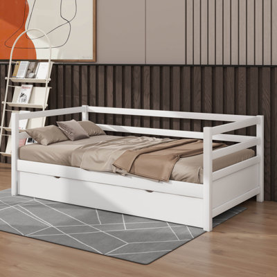 Ensemble de lit de jour avec cadre de lit gigogne sous le lit - taille simple