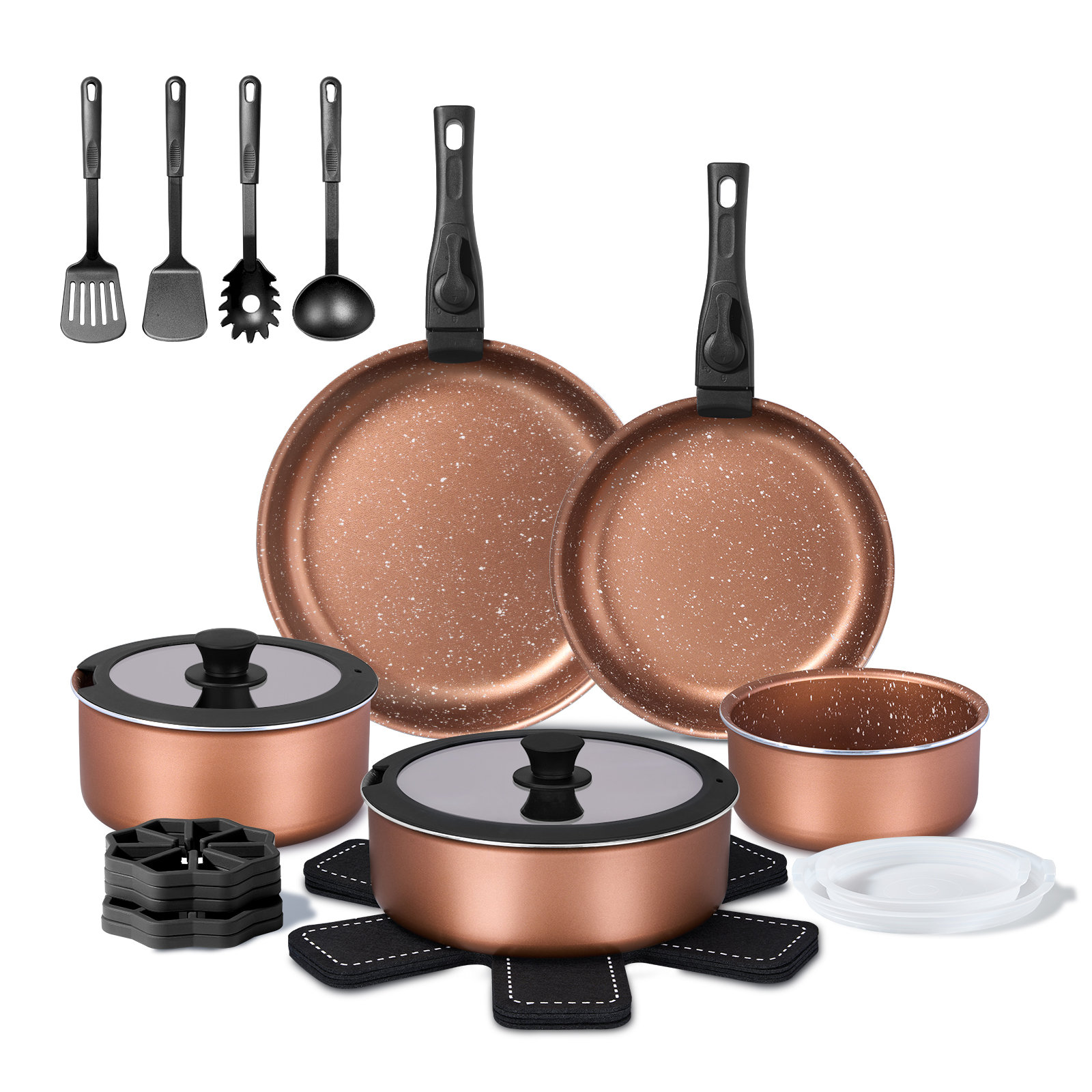 Chef Power 24-Piece Nonstick Cookware Set Detachable Handles, RV ...