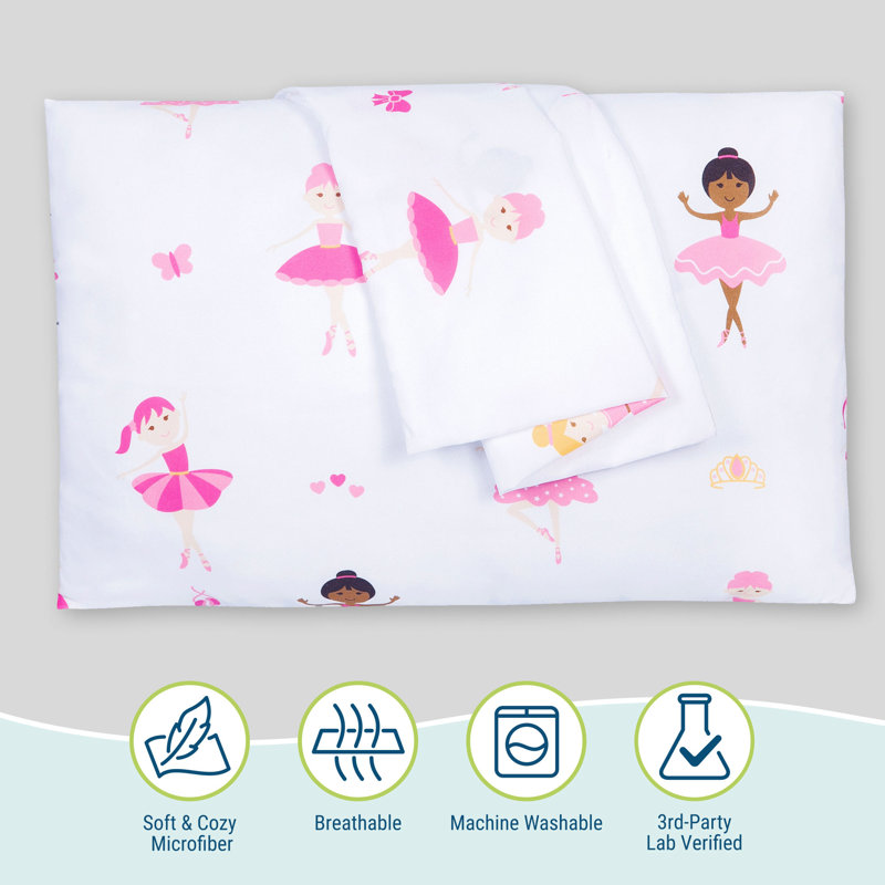 Ensemble de 2 taies d'oreiller pour enfant 100% microfibre Wildkin - Taille douce, respirante et pour tout-petit - Ballerine