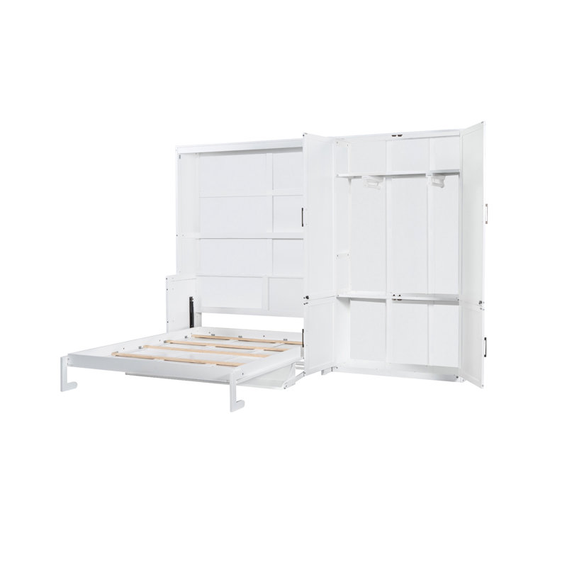 Lit blanc avec mécanisme et placard spacieux - Grand espace au design moderne