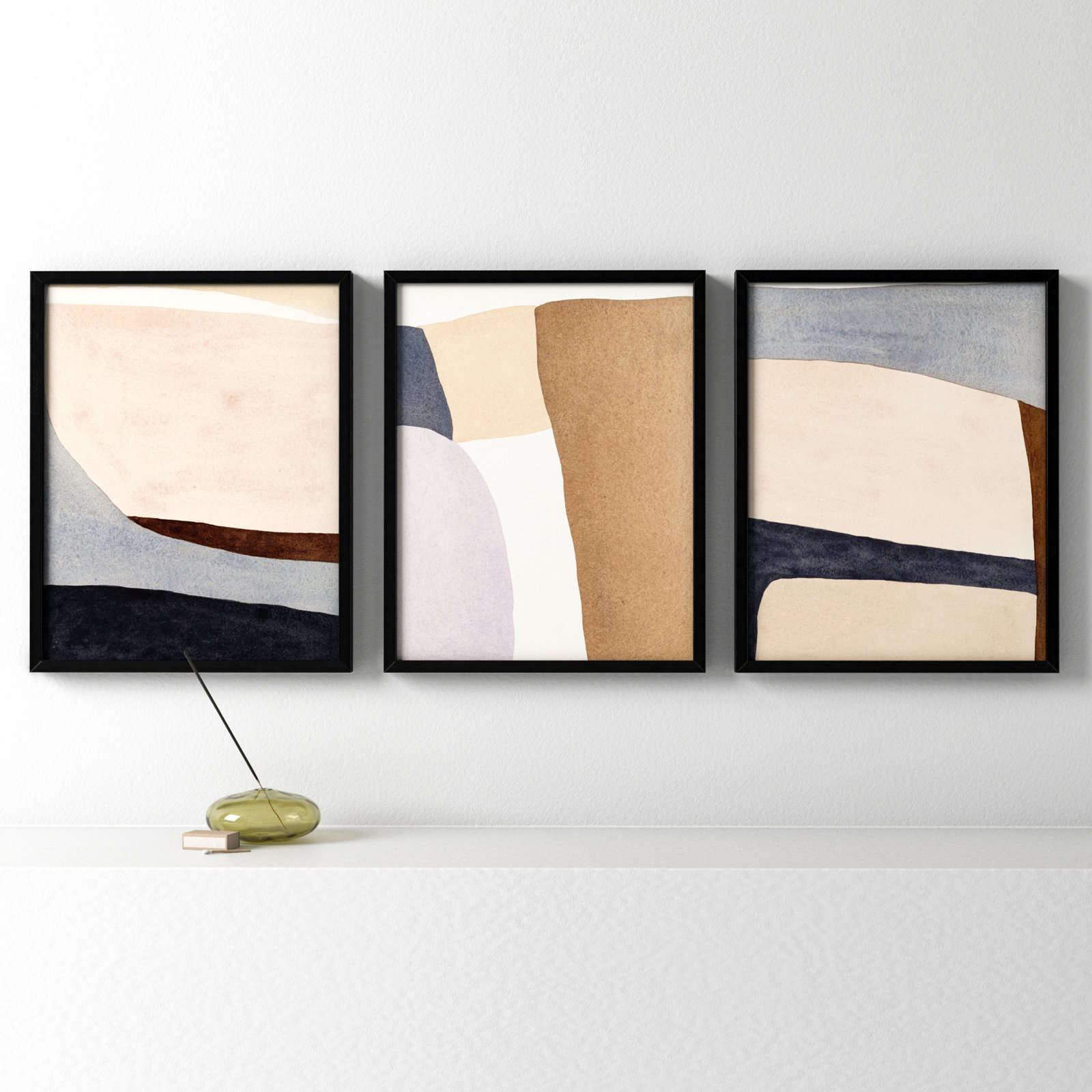 Divided "Divided by 3 in Blue" Print, 25" H x 60" W, Black