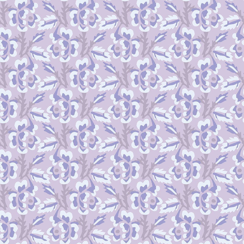 Thorn & Blossom - Wallpaper, Lilac Amethyst, Peel & Stick