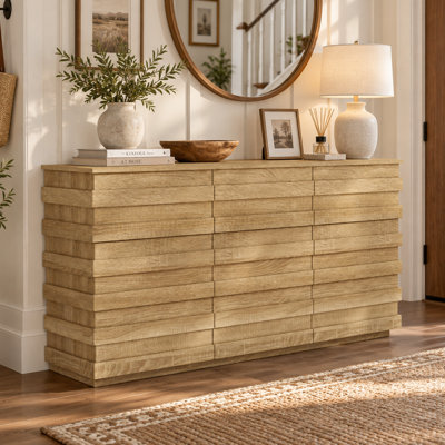 63" W 9-Drawer Double Dresser with Hidden Handles, Wide Top and Anti-Tip Device
