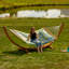 West Hewish 2-Person Polyester Spreader Bar Hammock with 13' Curved Wood Stand - Blue/Green-1278640599-1278640595