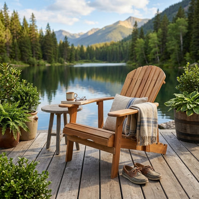 Chaise Adirondack pliante en bois d'acacia avec accoudoirs larges Malibu