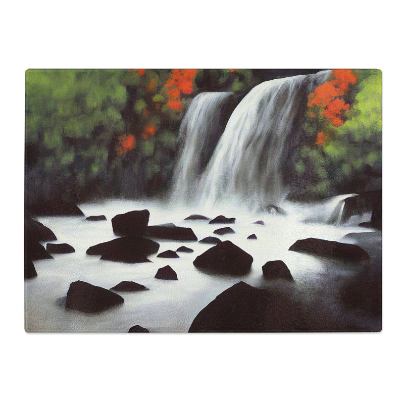 Mysterious Waterfall  Glass Chopping Board