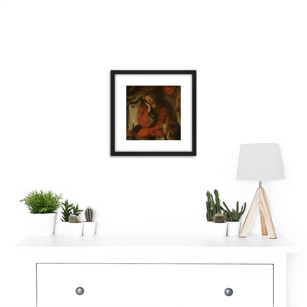 Saint Jerome Study Candlelight by Lucas Van Leyden - Single Picture Frame Print