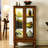 Oak Curio Cabinet With Tempered Glass Doors And Mirrored Back Panel Rectangular In Flexible Storage-2082994299-2082994053
