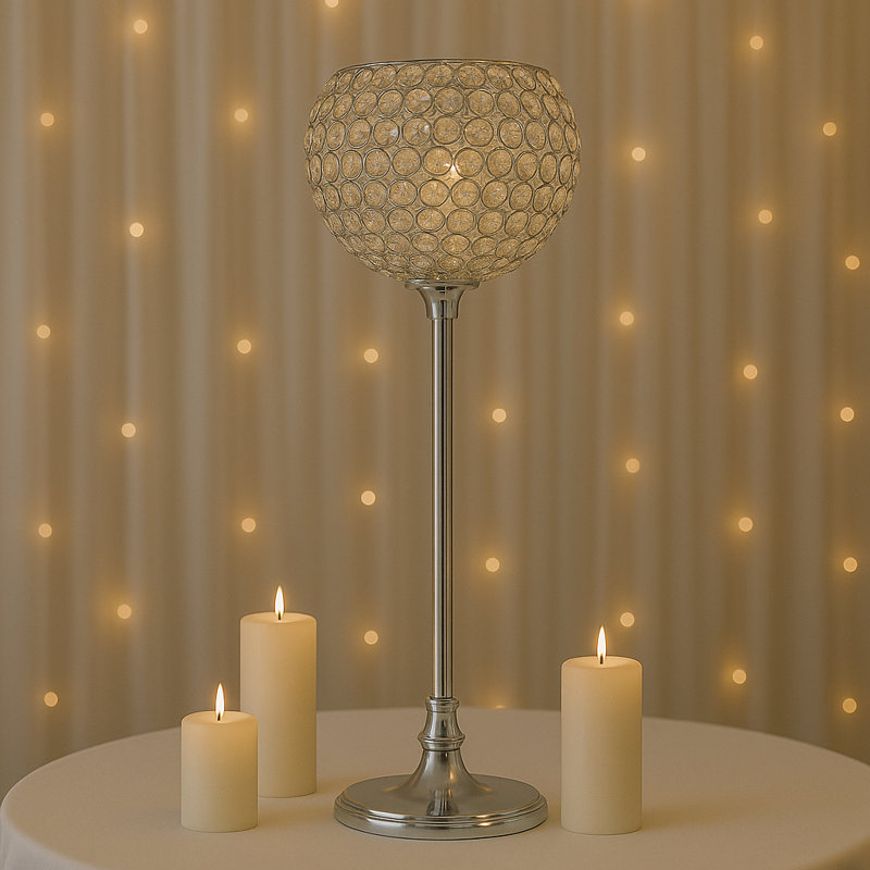 Crystal Tabletop Candelabra, Silver