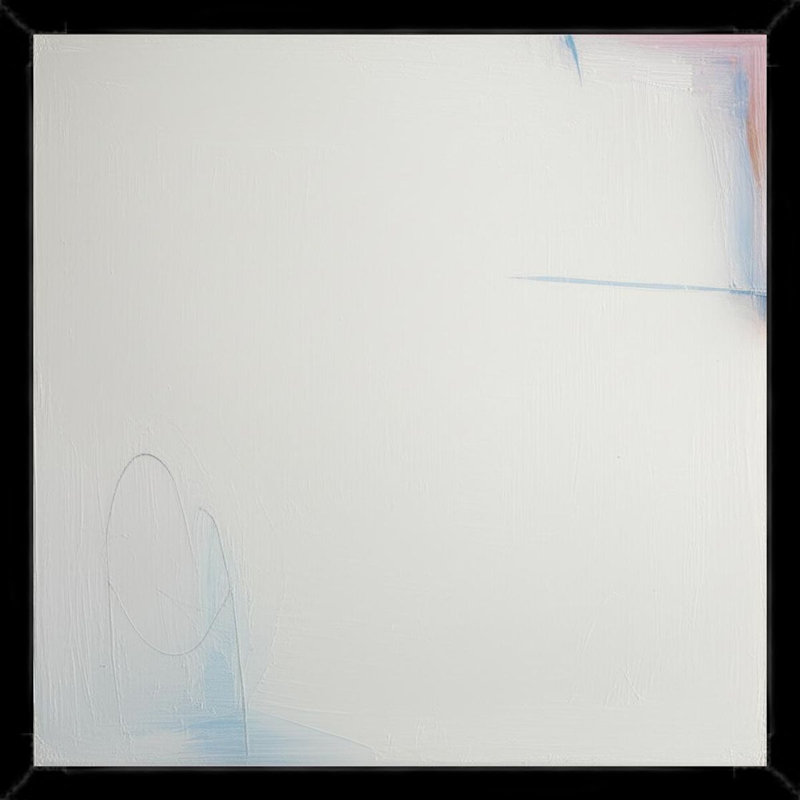 «Minimalist Blue and White Abstract», art mural sur toile encadrée, Black, 24" H x 24" W