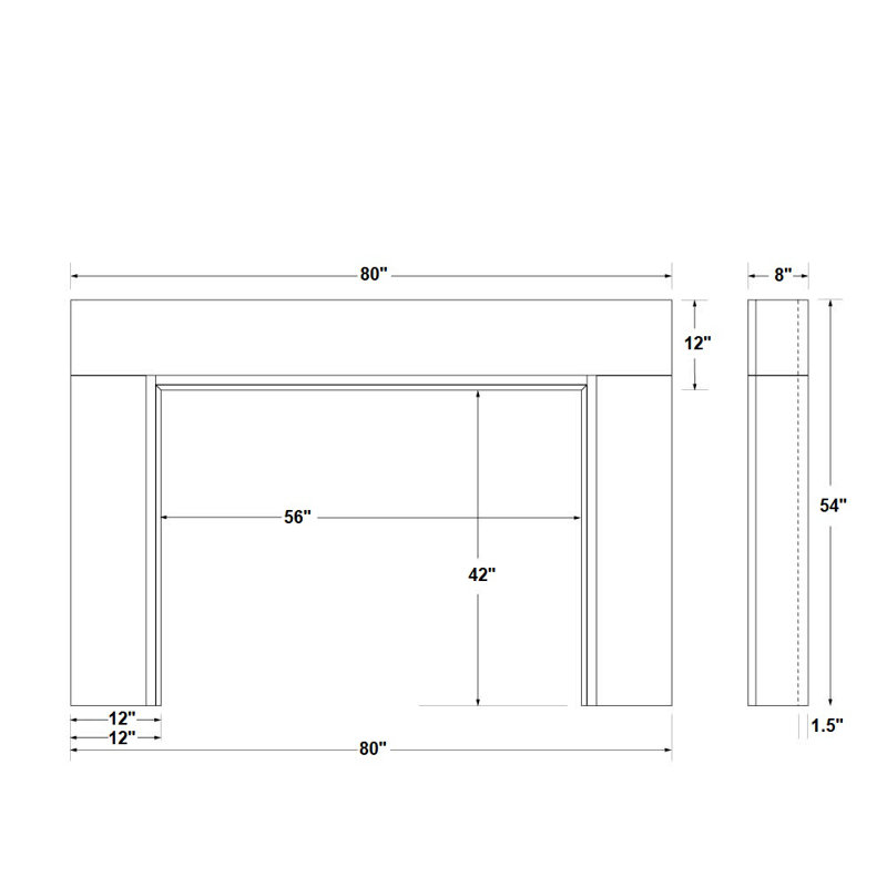 Sabine Contemporary Wood Fireplace Mantel Surround Kit Includes Wooden Mantel Surround And Shelf, 80" L, White