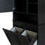 Armoire de buanderie avec portes et tablette, panier à linge inclinable, plusieurs espaces de rangement, style autoportant, tablette ouverte, tablette réglable