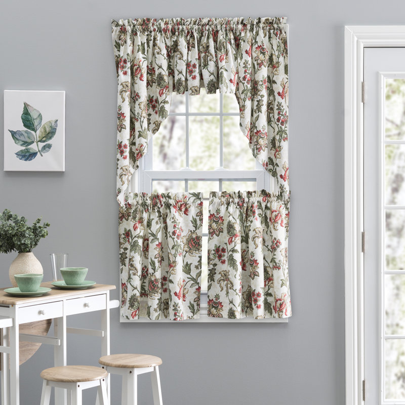 Tania Floral Swag Window Valance, Brick