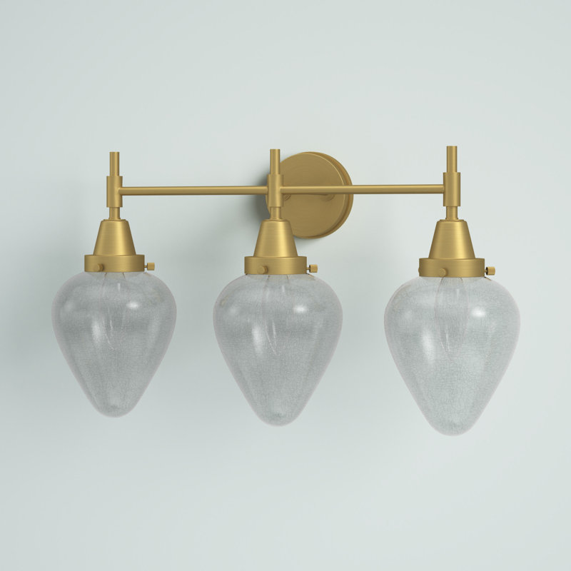 Éclairage pour meuble-lavabo à 3 lumières à intensité variable Gayle, Laiton satiné, Blanc mat, Ampoule DEL rétro 4 watts