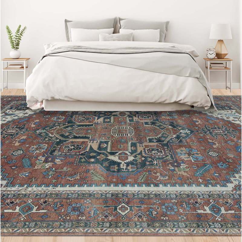 Hand-Knotted High-Quality Rust and Rust Area Rug