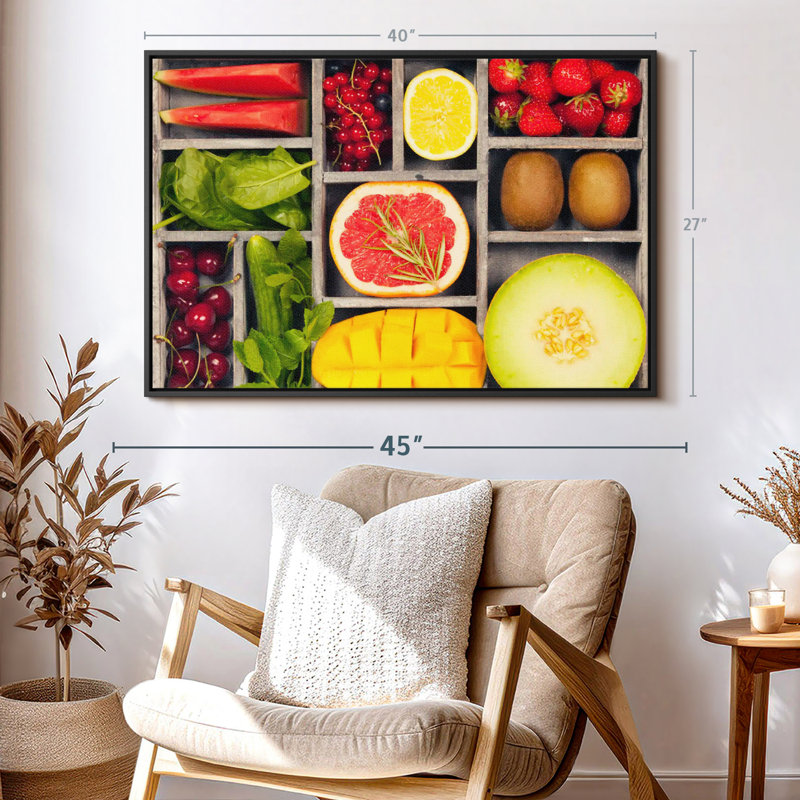 Légumes et fruits, impression sur toile Bento, H 27 po x l 40 po