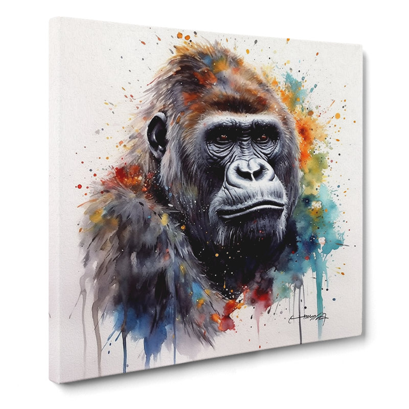 Gorilla Watercolour No.1 - Wrapped Canvas