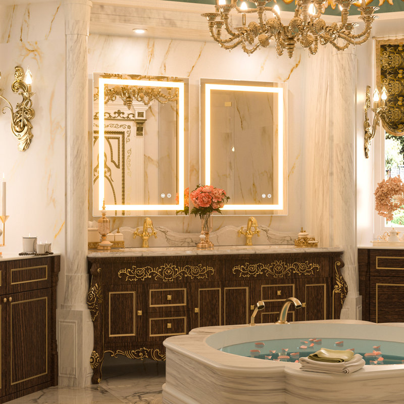 Miroir de salle de bain Lashaunte, Rectangle, 28 po x 20 po