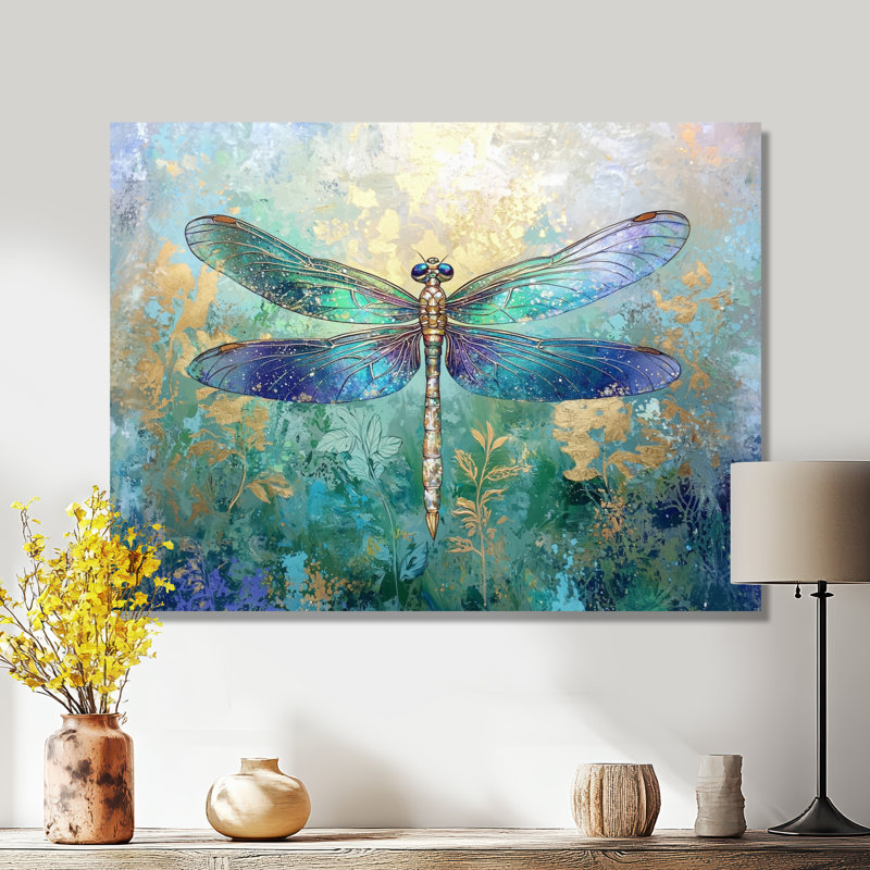 Libellules, ailes iridescentes I - impression murale libellule, H 12 po x l 20 po, Toile tendue, Ne s’applique pas