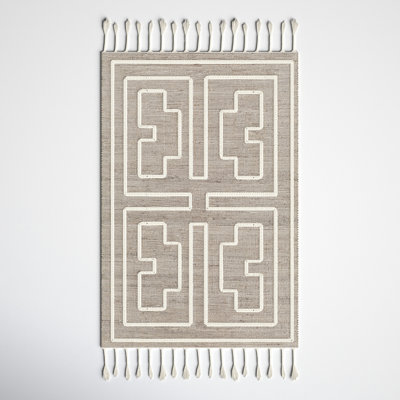 Rodriguez Handmade Flatweave Gray/White Area Rug