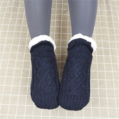 Women's Winter Super Soft Warm Fuzzy Fleece-Lined With Grippers Slipper Socks